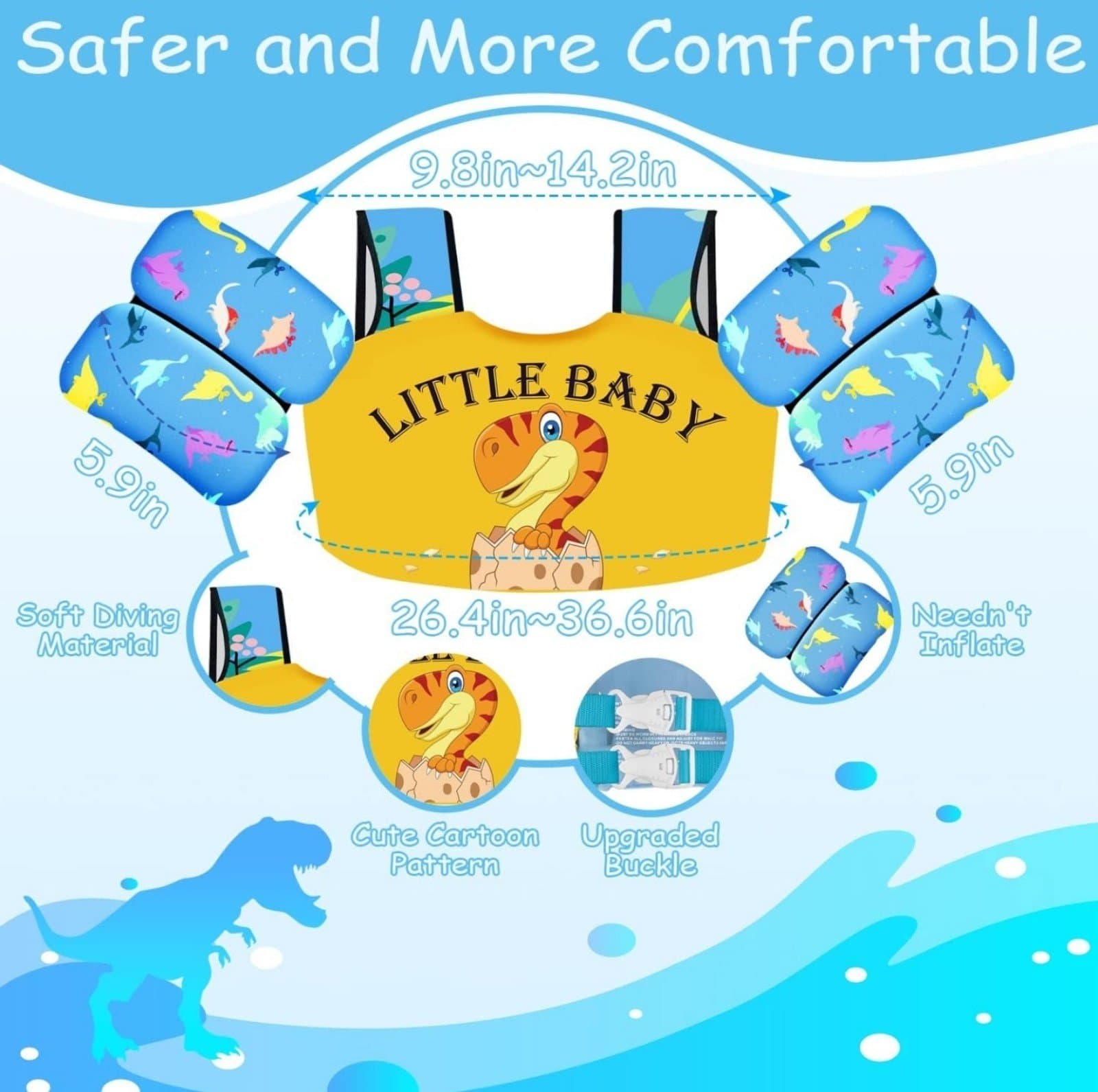 Kids Swim Vest Life Jacket 22-66 Pounds Boys & Girls - Thumbnail 3