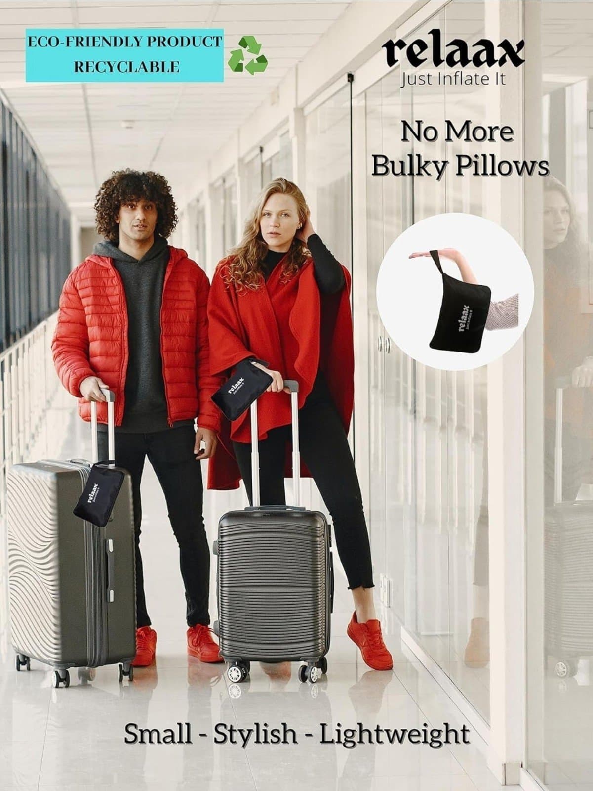 Relaax Airplane Travel Pillow Set – Inflatable Neck Pillow, Body Pillow & Conver - Thumbnail 2