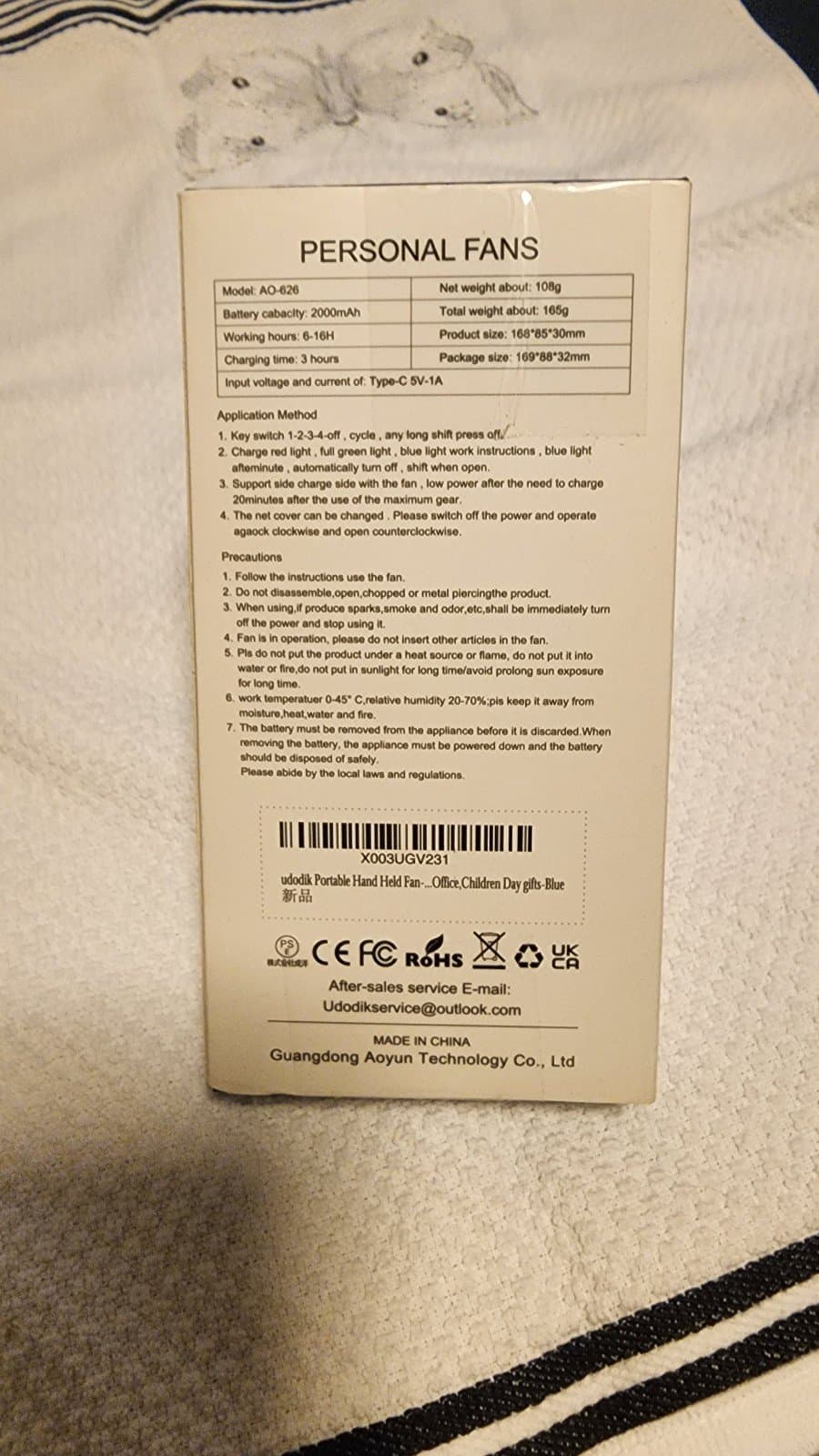 Personal Fan, Desk Fan Rechargeable - Thumbnail 3