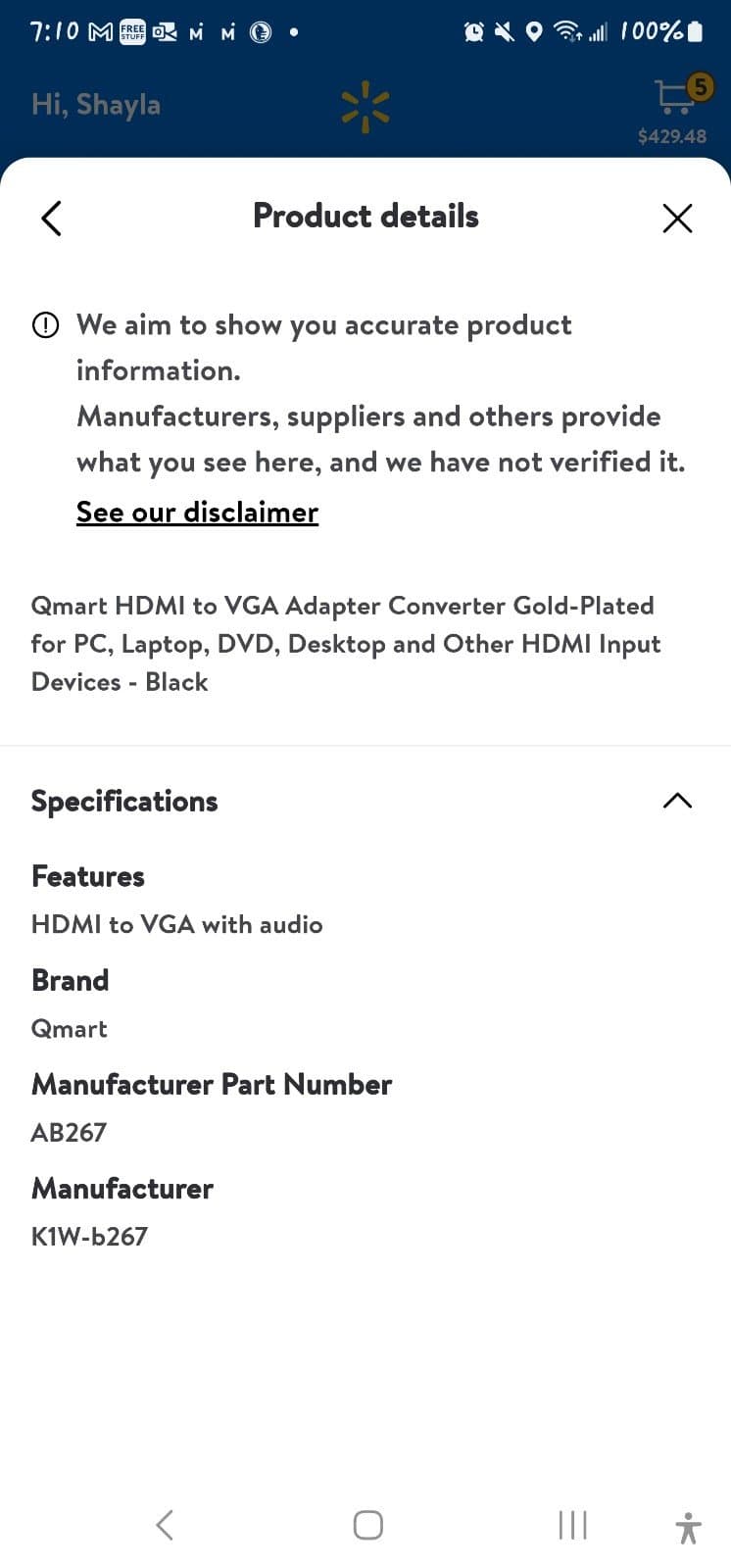 HDMI to VGA Female w/Audio Output Adapter - Thumbnail 5