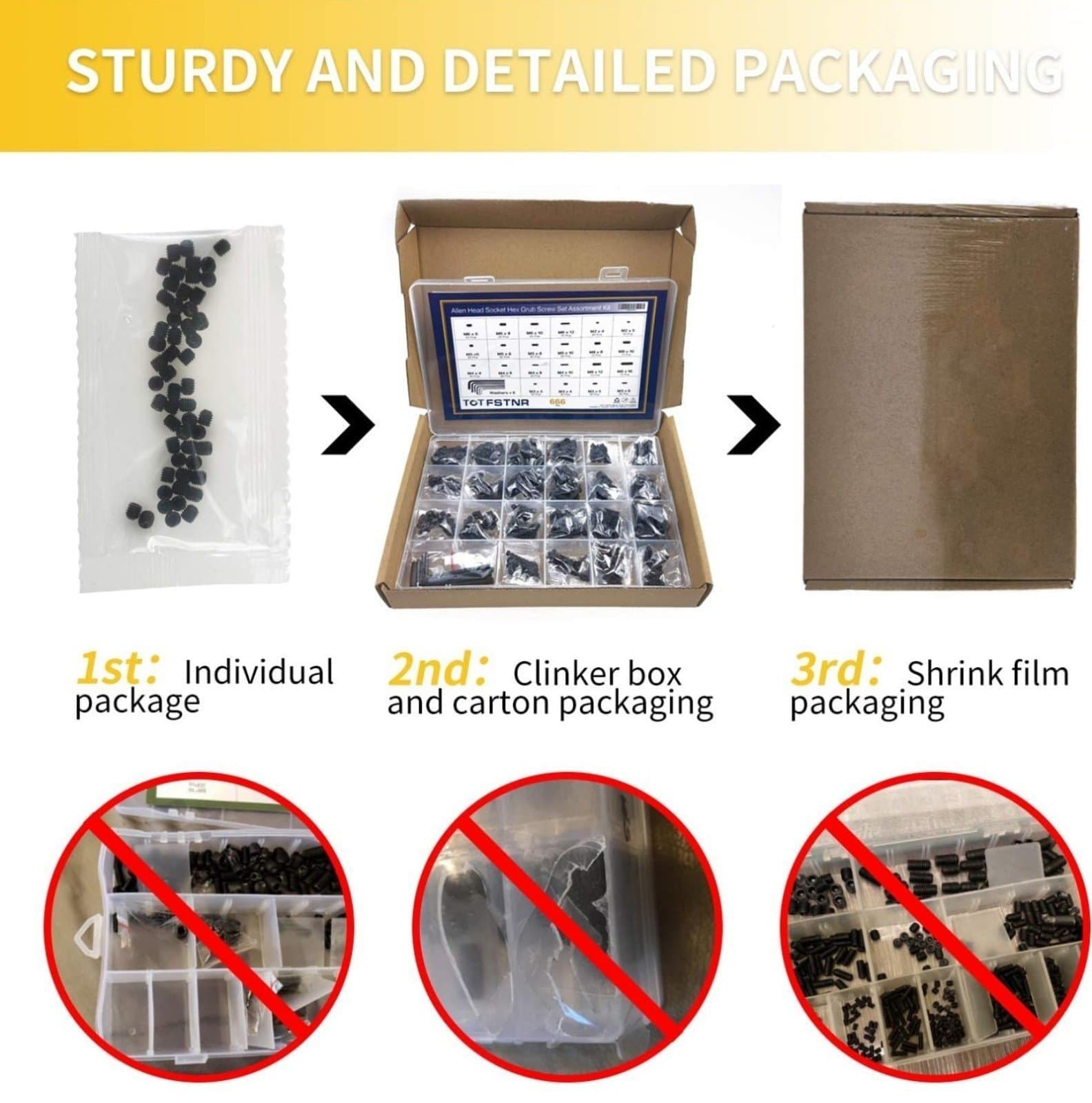 Metric Set Screw Set 916 Carbon Steel 580piece M3/M4/M5/M6/M8 - Thumbnail 3