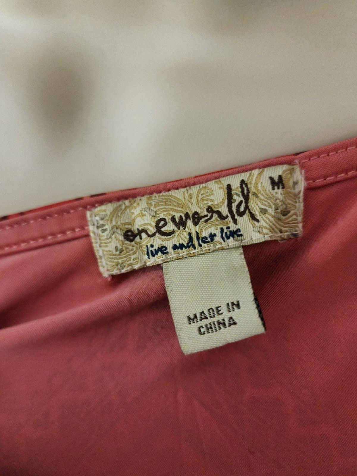 One World Pink Boho Silk top sz Medium - Thumbnail 5