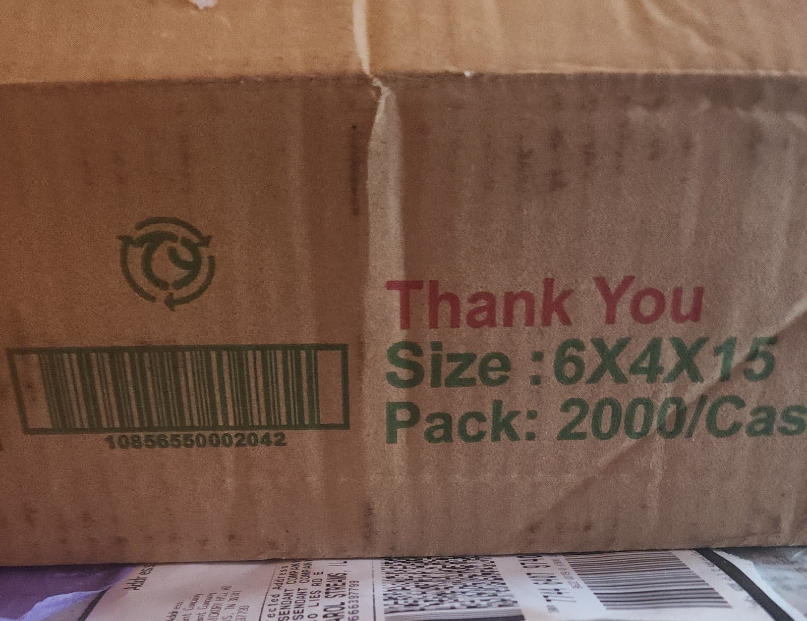 2000 Thank You Plastic Grocery Bags 6" x 4" x 15" - Thumbnail 4