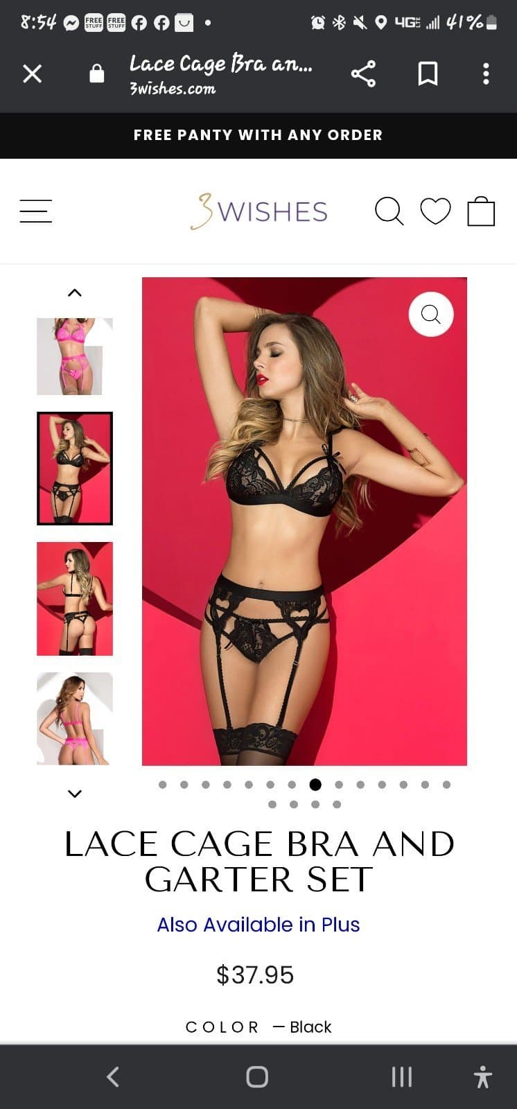 LACE CAGE BRA AND GARTER SET sz L NWT - Image 1