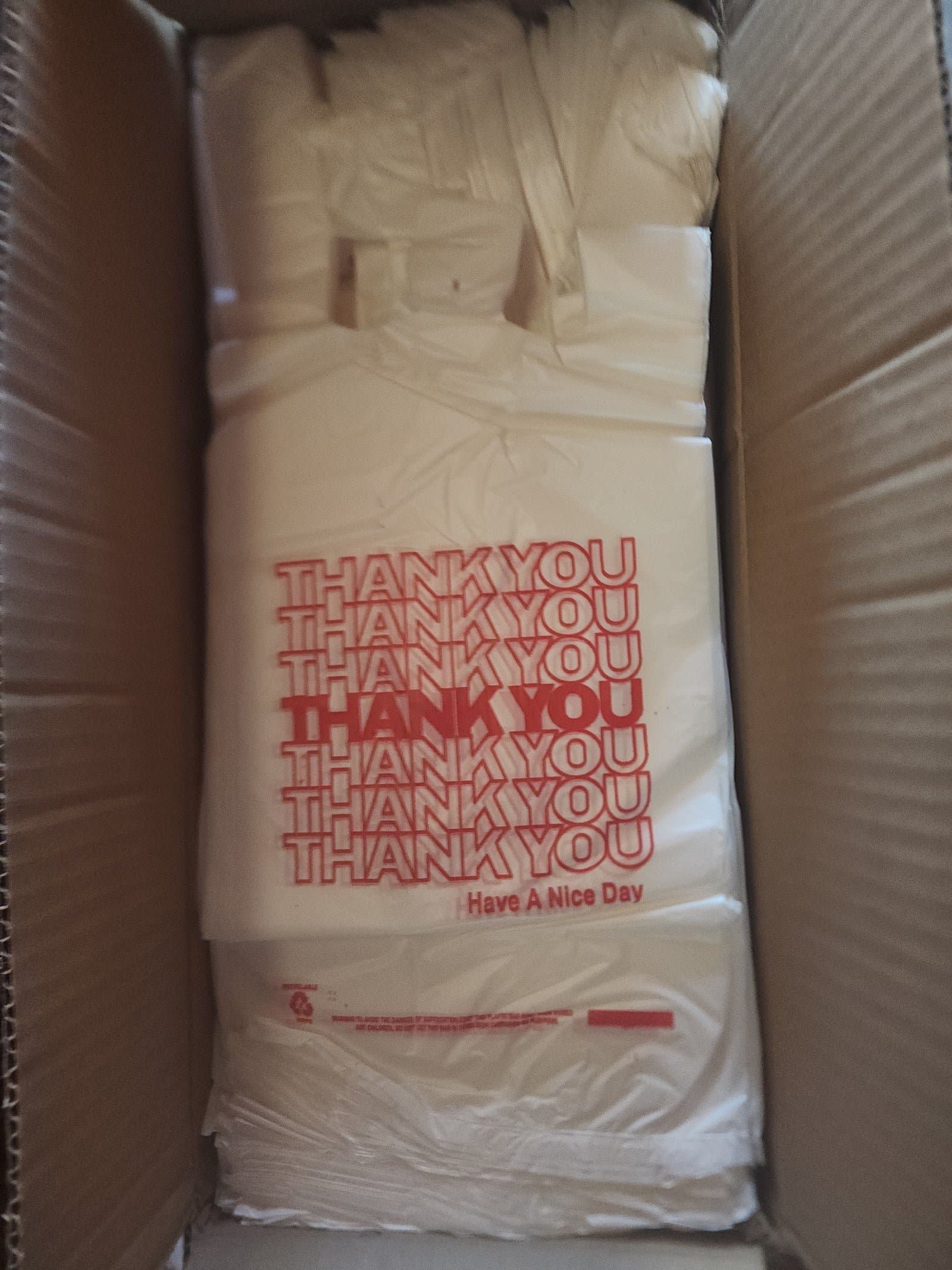 2000 Thank You Plastic Grocery Bags 6" x 4" x 15" - Thumbnail 2