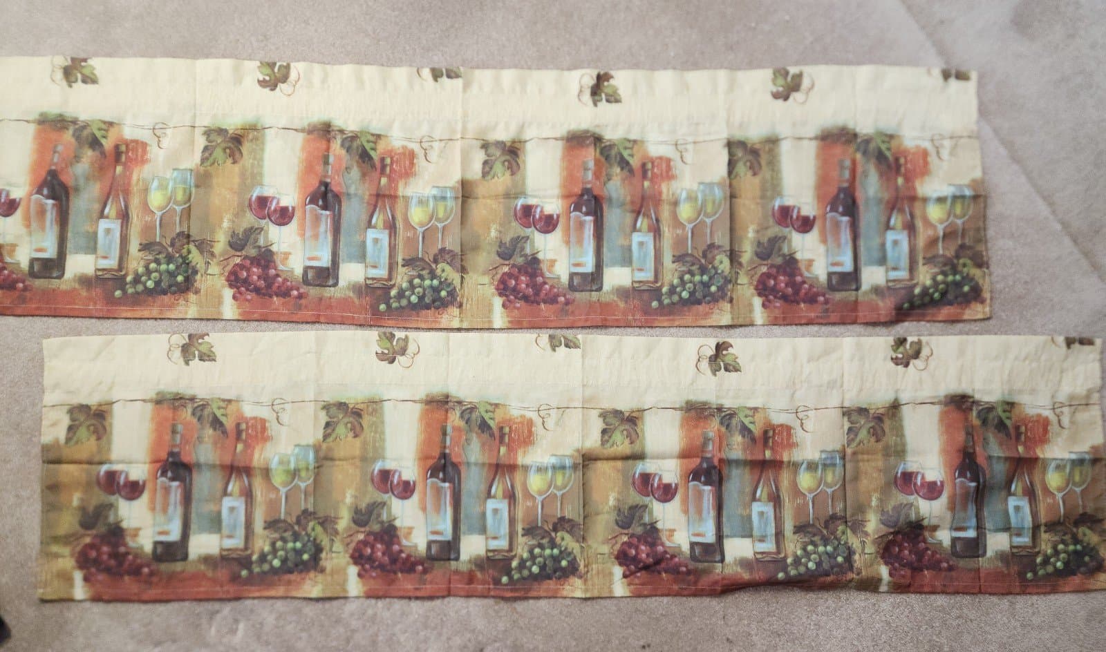 Wine bottle & grapes kitchen curtain 59" x 14" - Image 1