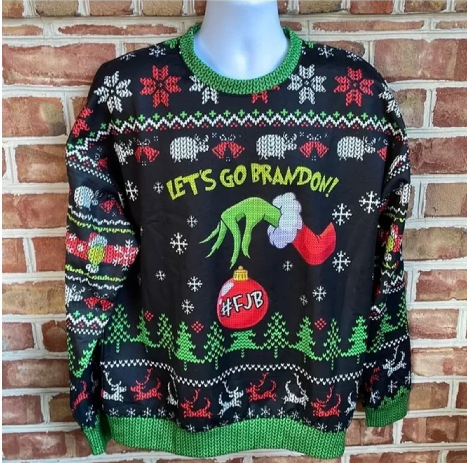 Grinch Christmas Sweatshirt FJB Let’s Go Brandon - Image 1