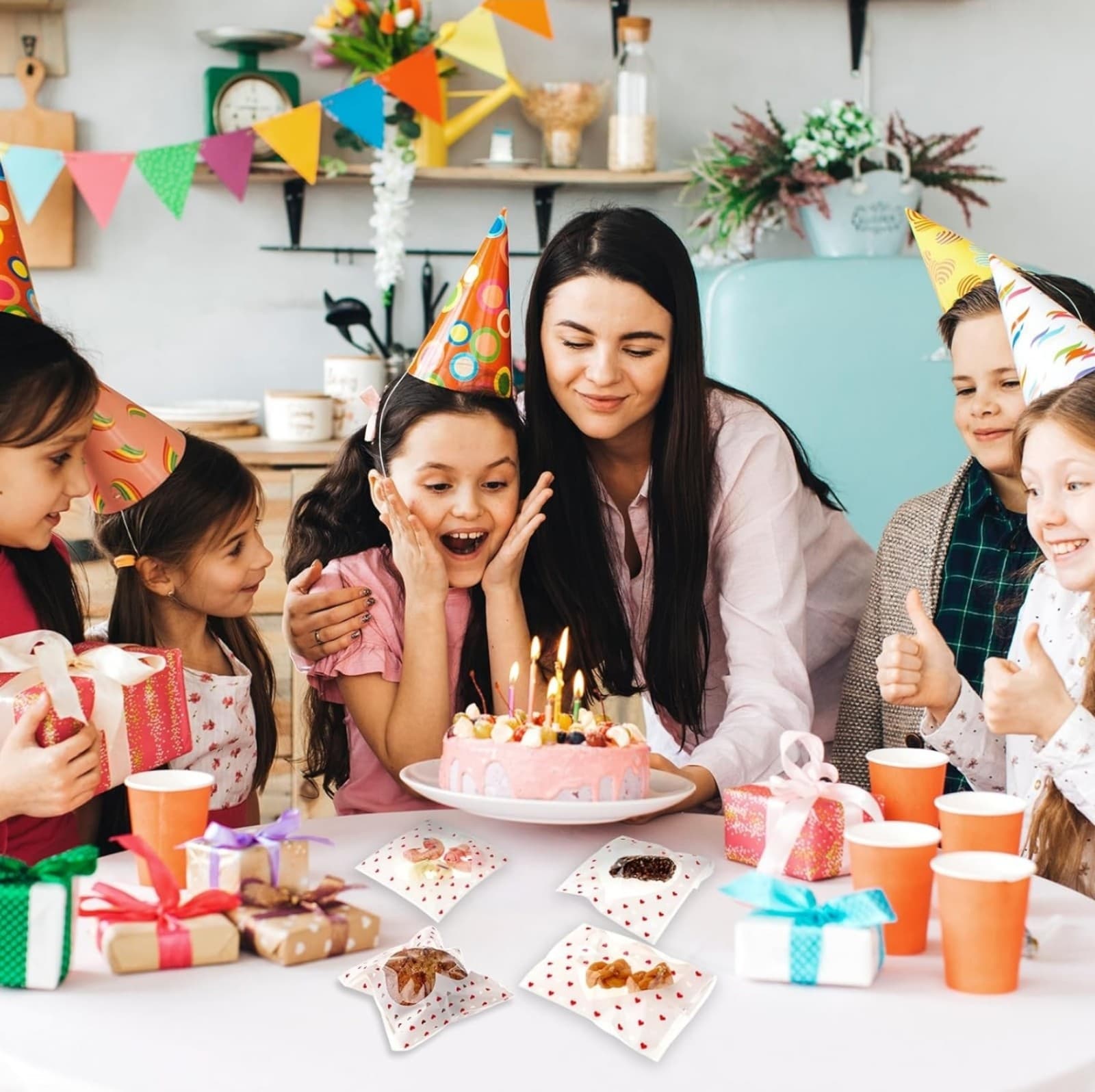 Small Bags Heart Packaging Bags 100ct Clear - Thumbnail 5