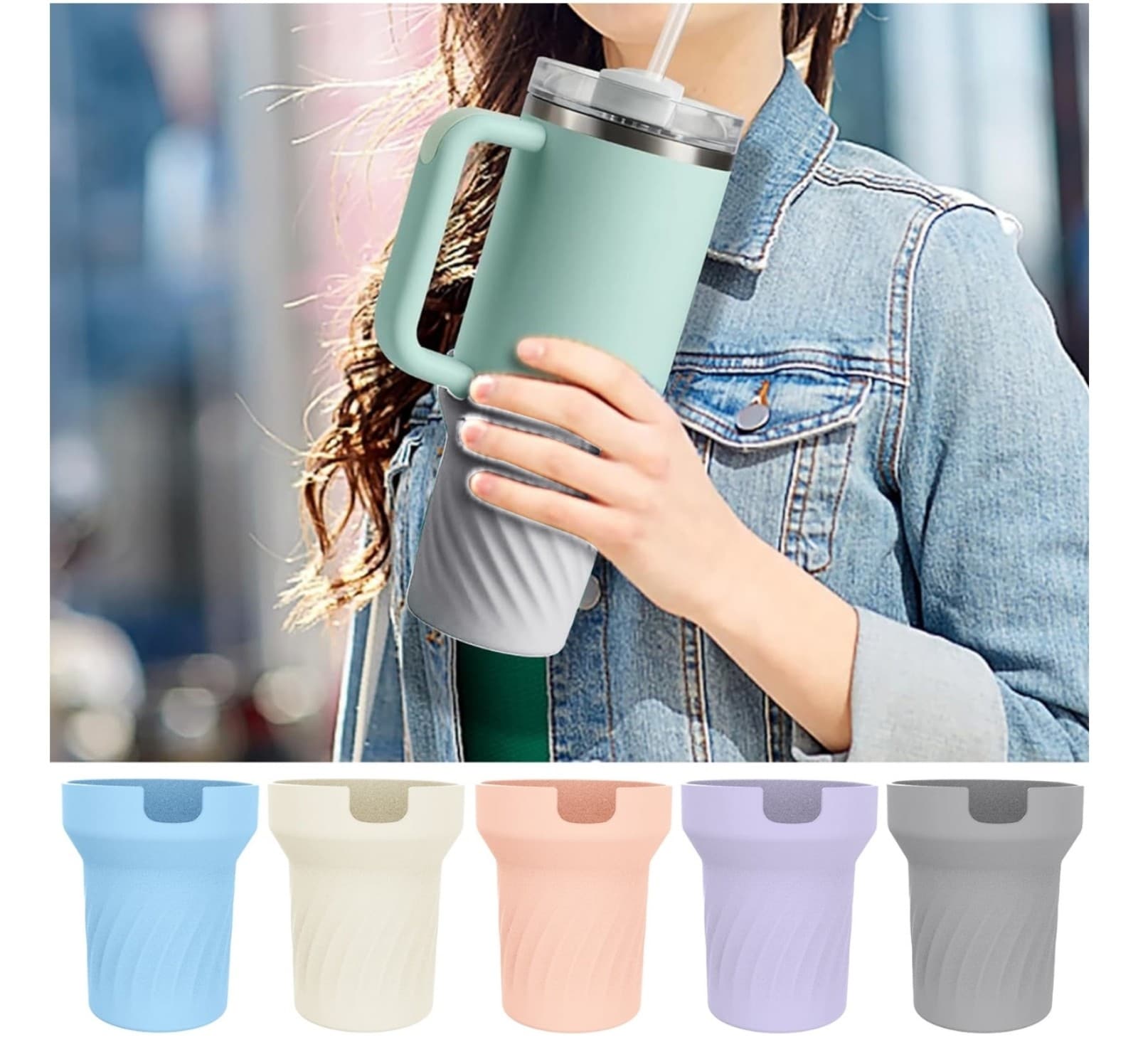 40OZ Tumbler Silicone Boot Anti-slip Noise Reducing Scratch Resistant Travel - Thumbnail 3