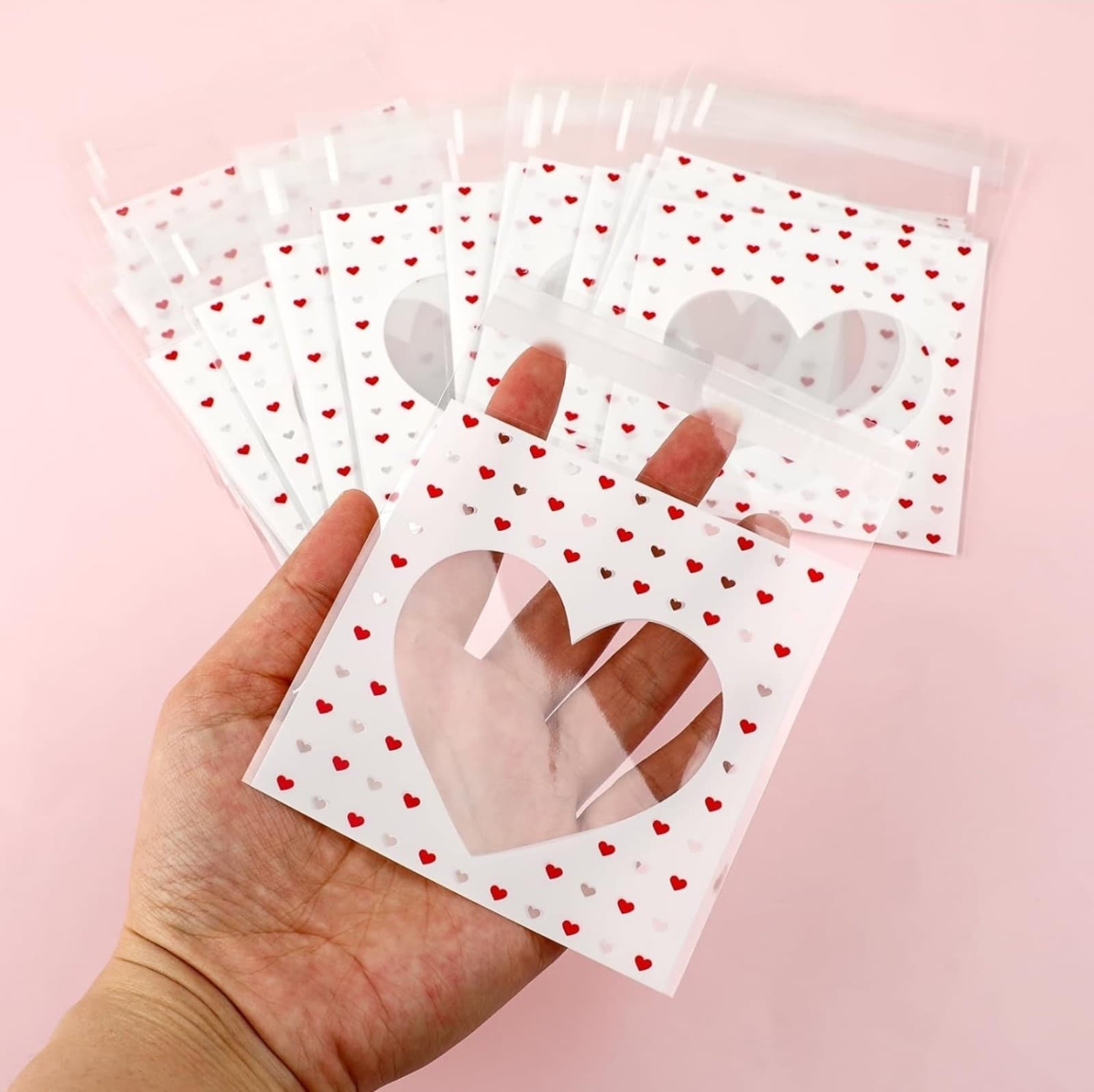 Small Bags Heart Packaging Bags 100ct Clear - Thumbnail 4