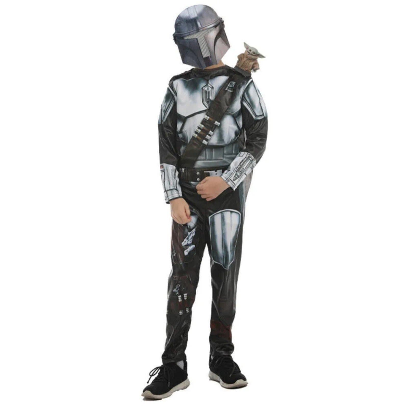 Star Wars Mandalorian Costume Boys Medium Jumpsuit, Cape, Helmet sz medium - Thumbnail 3