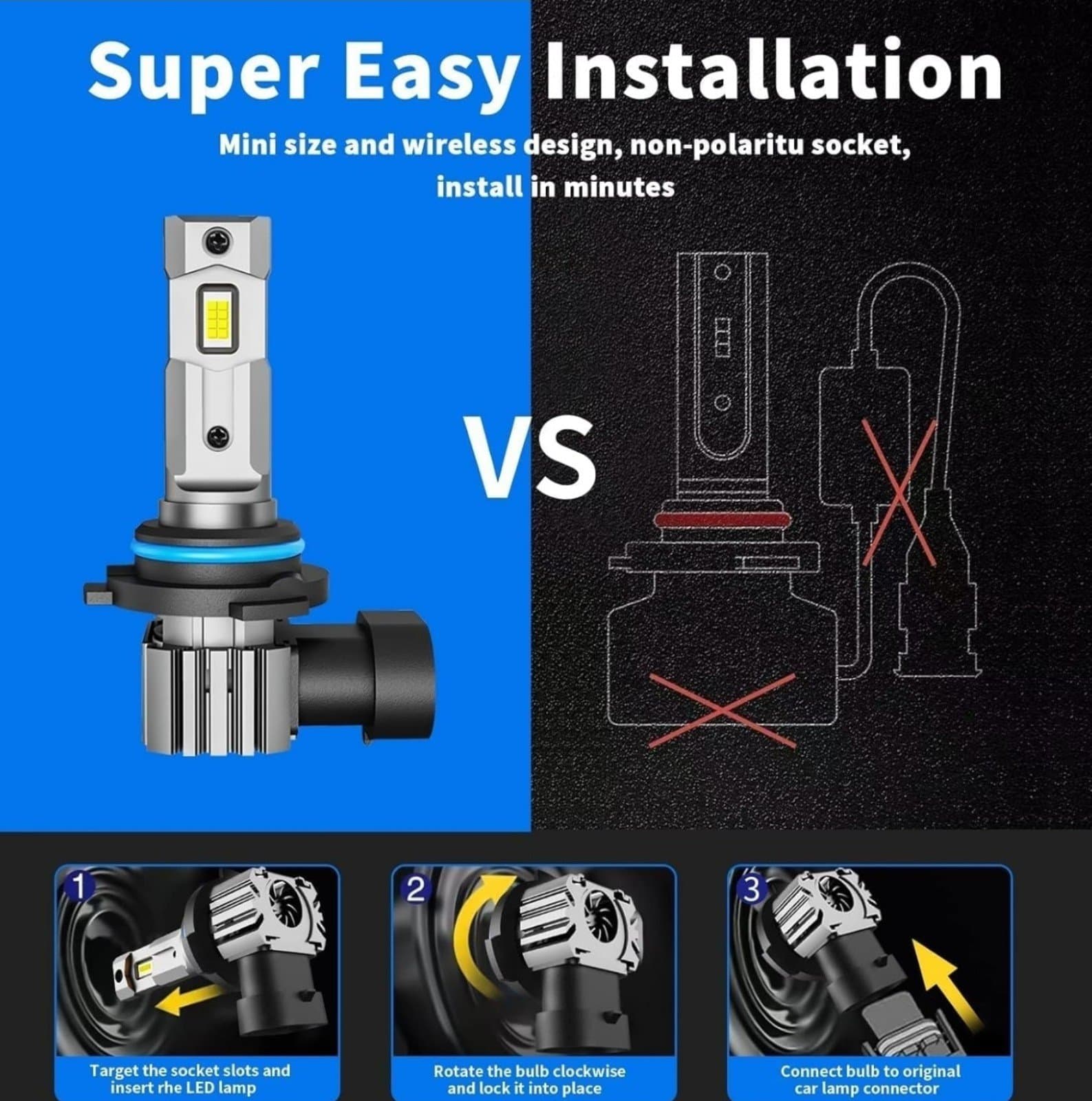 9005/HB3 LED Bulbs, 60W 16000 LM Super Bright Cool White Fog Light Bulbs, IP67 W - Thumbnail 4