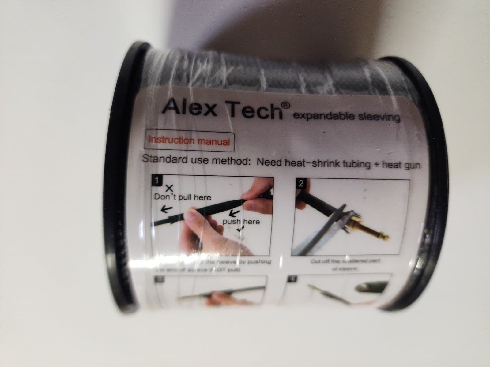 100ft - 1/2 inch PET Expandable Braided Sleeving – Black – Alex Tech Braided Cab - Thumbnail 2