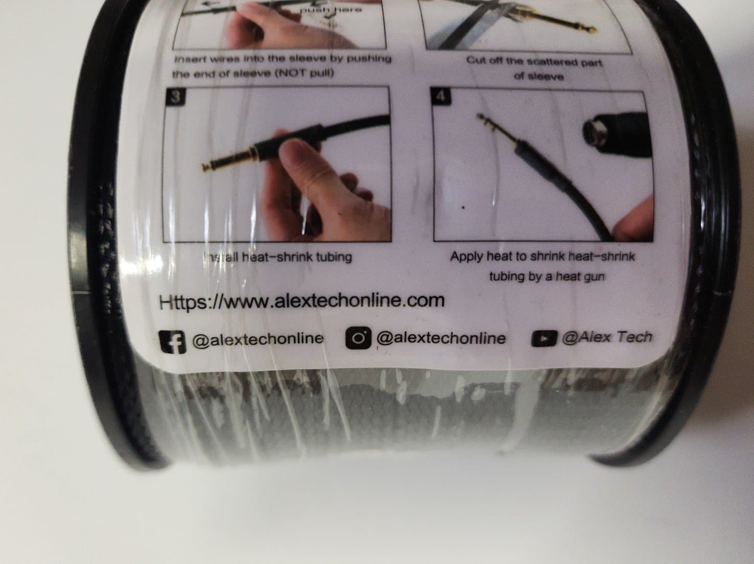 100ft - 1/2 inch PET Expandable Braided Sleeving – Black – Alex Tech Braided Cab - Thumbnail 4