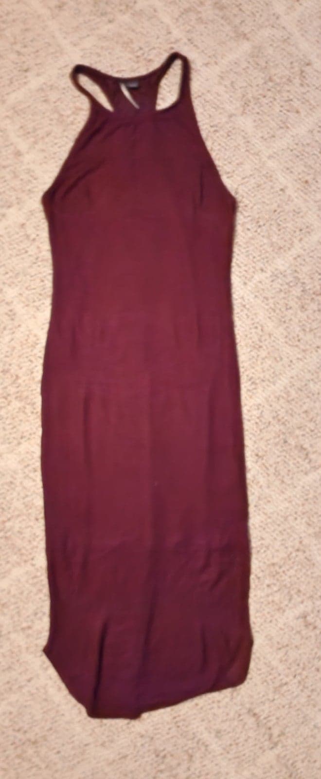 Burgundy Bodycon Sparkle & Fade Midi Dress szS - Thumbnail 2