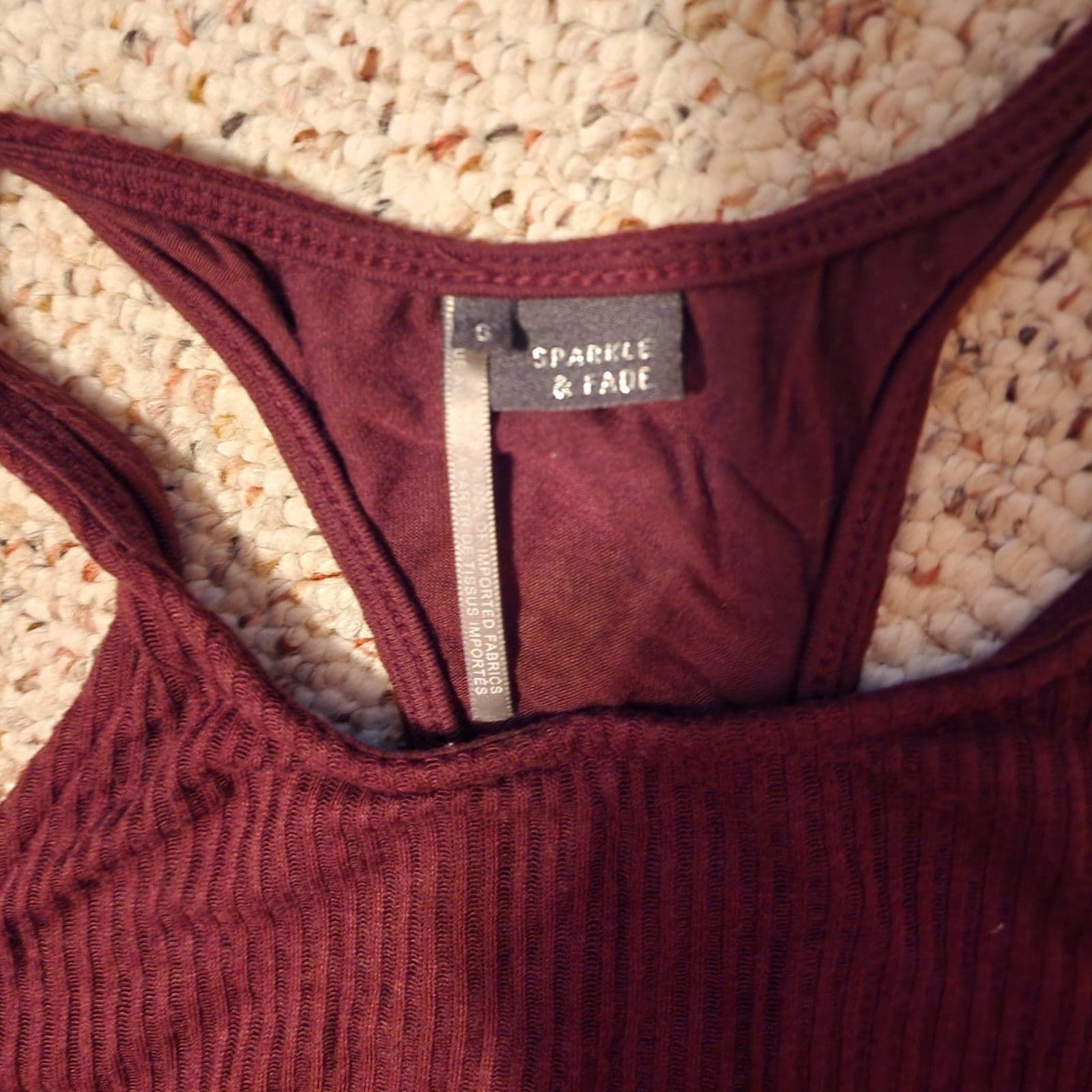 Burgundy Bodycon Sparkle & Fade Midi Dress szS - Thumbnail 3