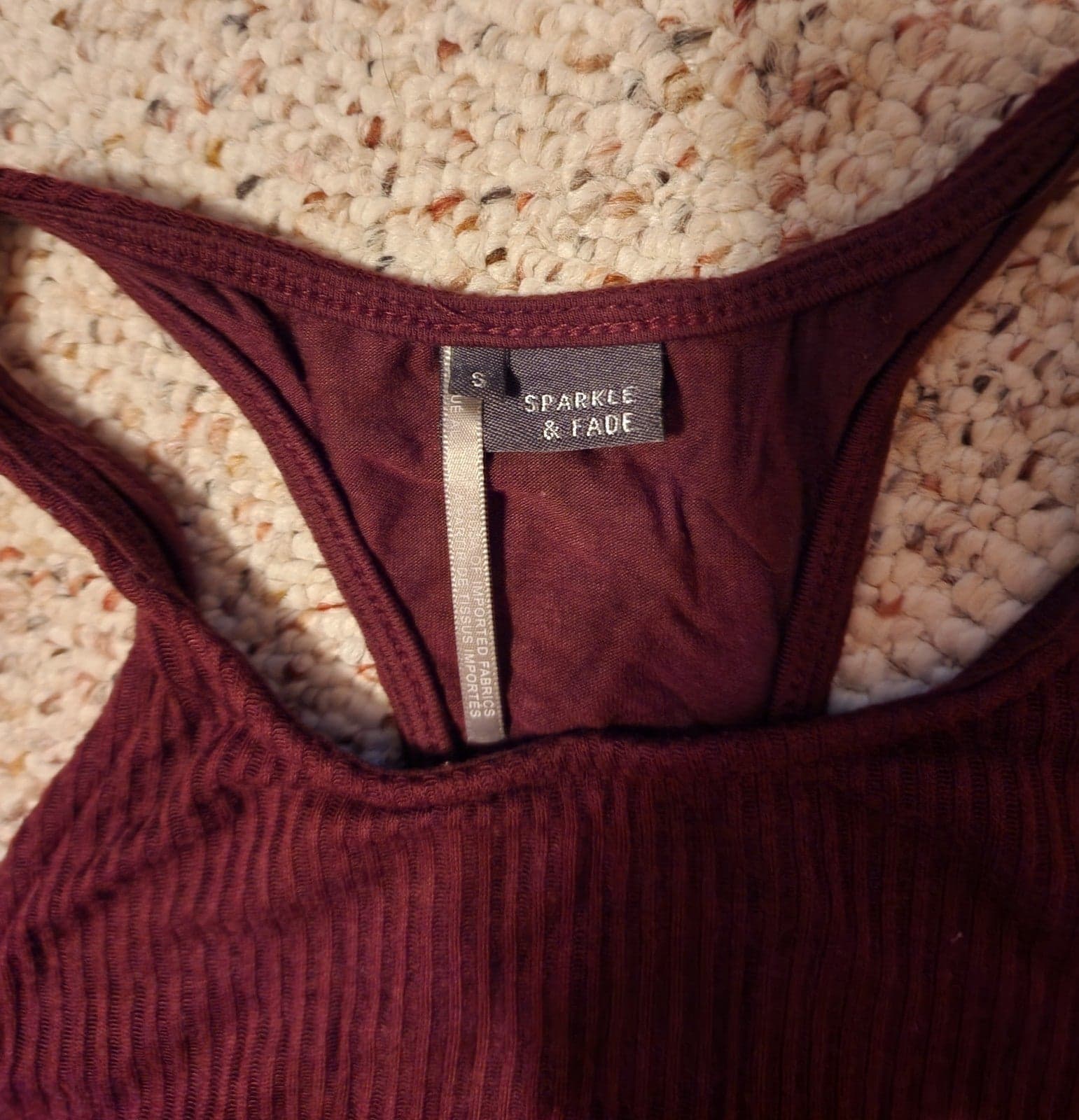 Burgundy Bodycon Sparkle & Fade Midi Dress szS - Thumbnail 4