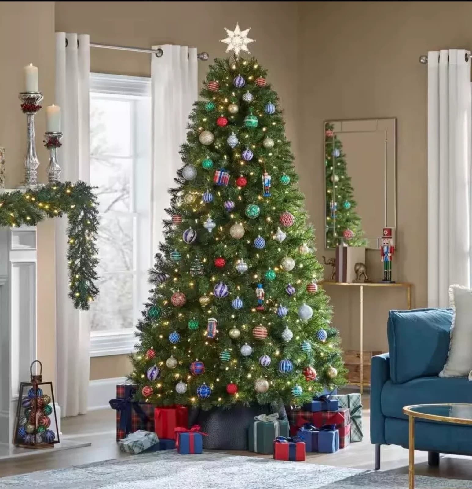 7.5-foot Pre-Lit LED Christmas Tree Home Accents Holiday Edgewater Pine - Thumbnail 2