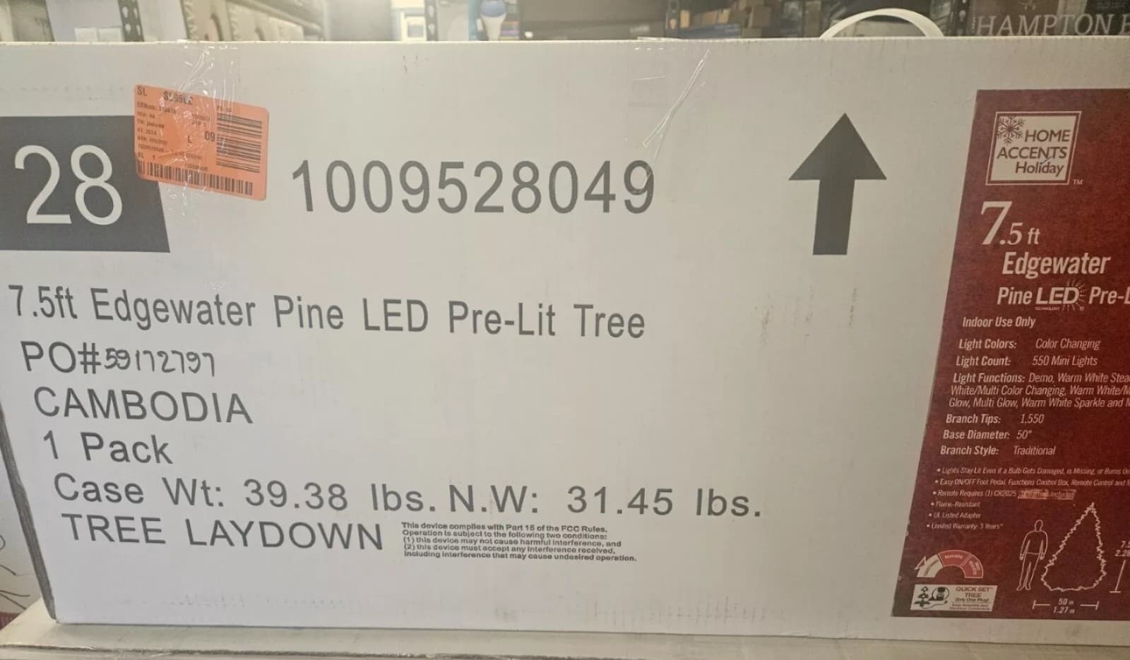 7.5-foot Pre-Lit LED Christmas Tree Home Accents Holiday Edgewater Pine - Thumbnail 6