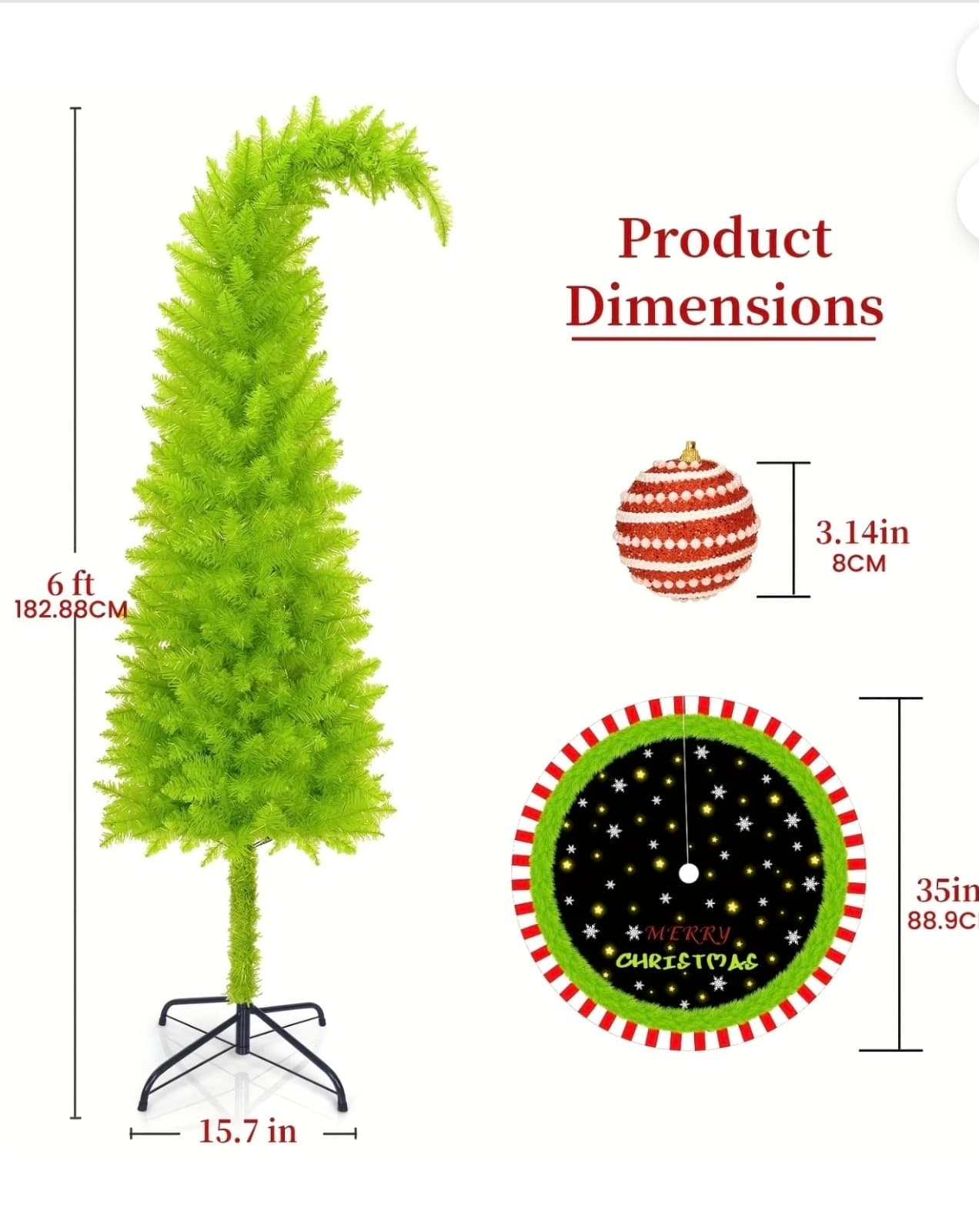 6-foot Grinch Style Christmas Tree - Thumbnail 4
