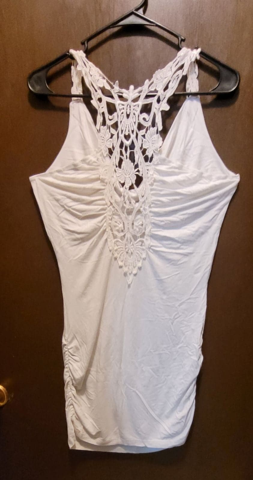Sexy White long Tank top Sz Medium - Thumbnail 3