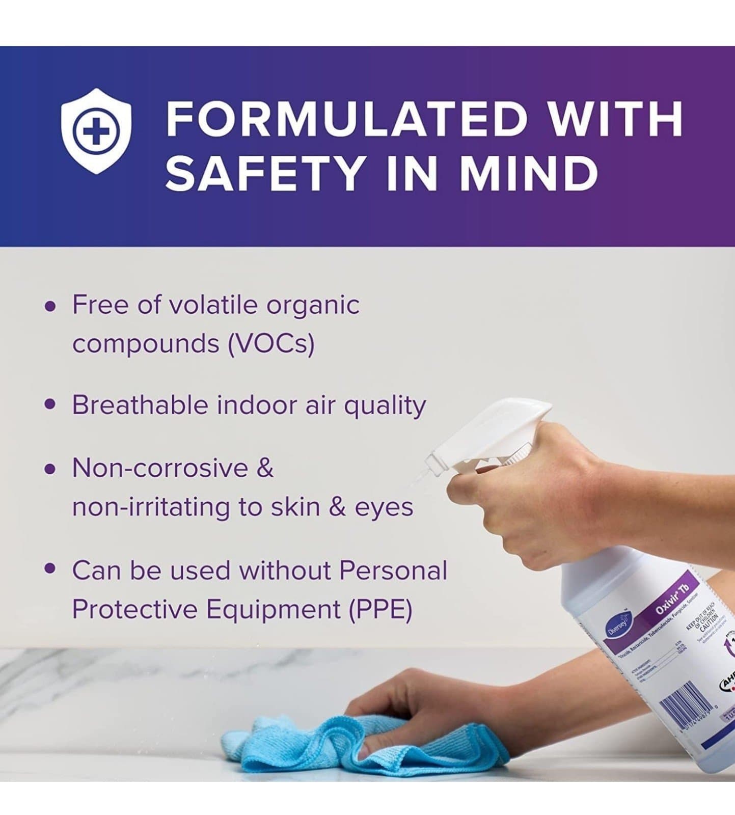 Oxivir Diversey 4277285 Tb Disinfectant Cleaner, Accelerated Hydrogen Peroxide, - Thumbnail 6