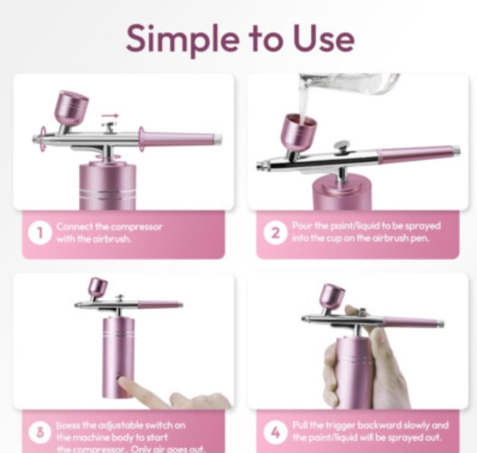 30PSI Airbrush for Nails Cordless Portable Airbrush Kit with Compressor - Thumbnail 2