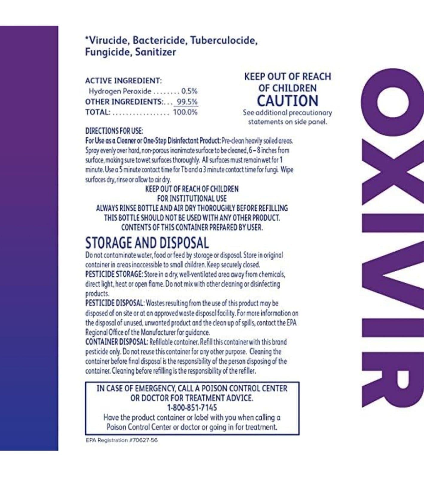 Oxivir Diversey 4277285 Tb Disinfectant Cleaner, Accelerated Hydrogen Peroxide, - Thumbnail 4