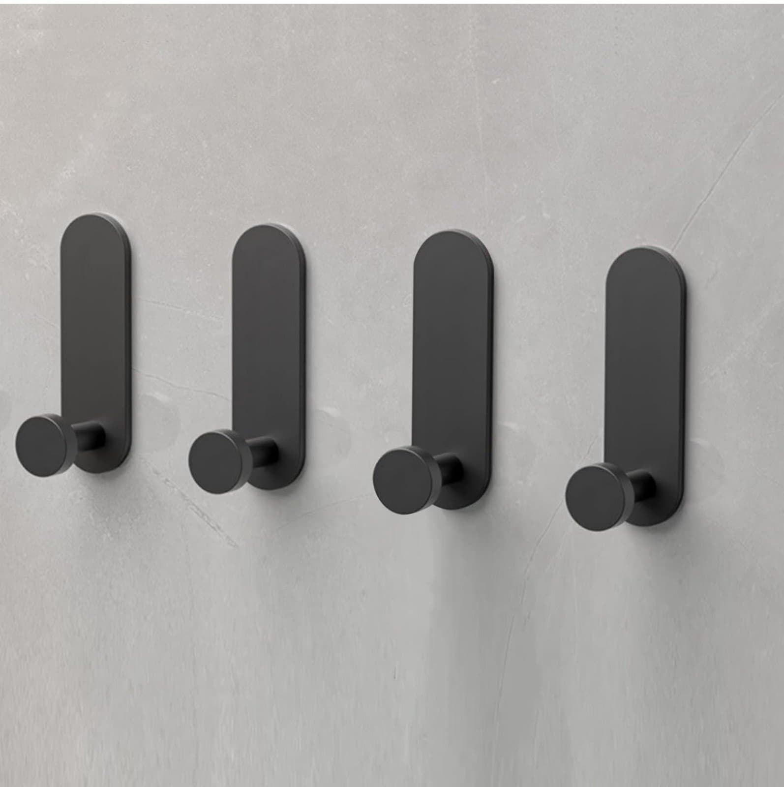 Towel Hooks 5ct Heavy Duty Adhesive Wall Hooks Matte Black - D4 - Thumbnail 2