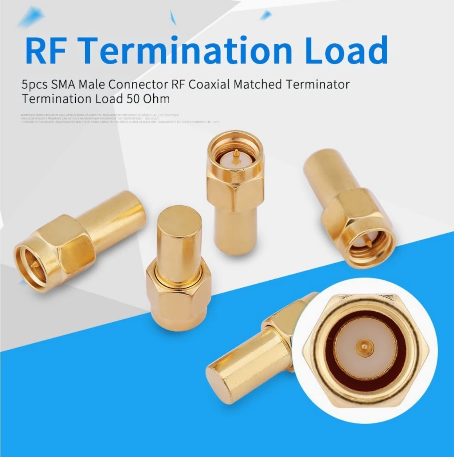5pcs Coaxial Terminators, SMA Male Connector RF Coaxial Matched Terminator Male - Thumbnail 3