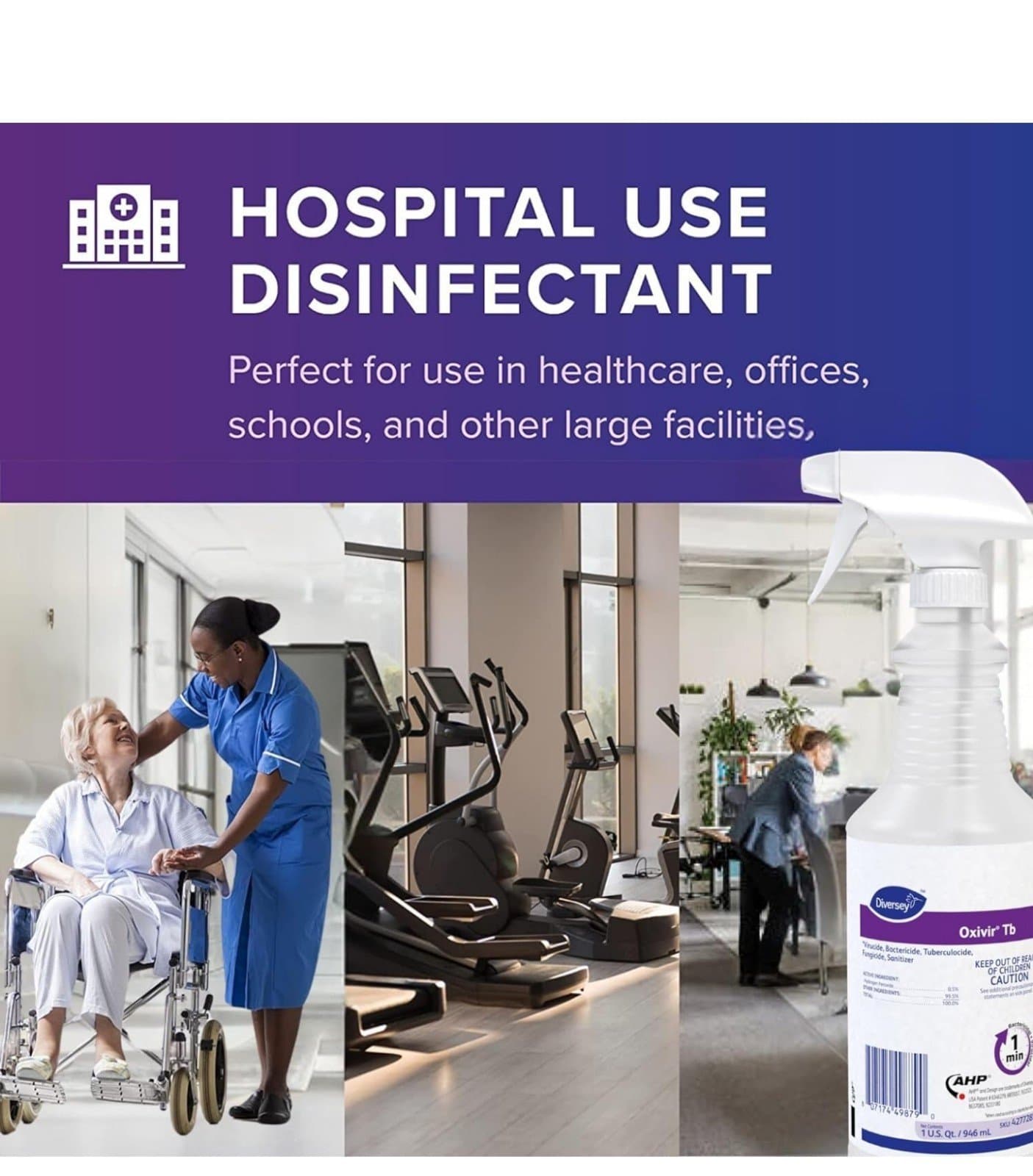 Oxivir Diversey 4277285 Tb Disinfectant Cleaner, Accelerated Hydrogen Peroxide, - Thumbnail 5