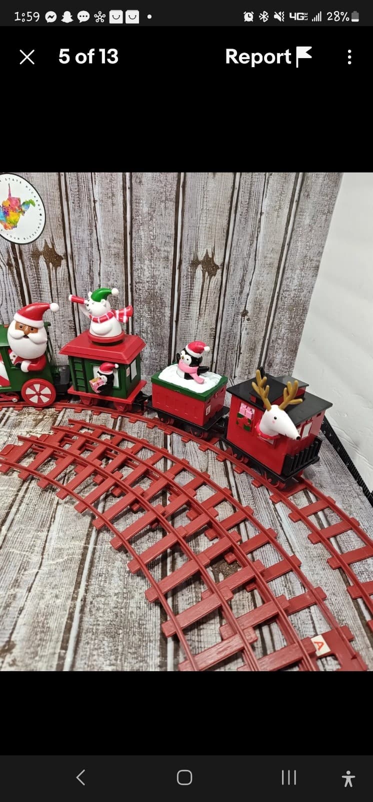 Wondershop Christmas Mist Series Train Set 4 Carriage Animated LED Lit 3 Songs - Thumbnail 2