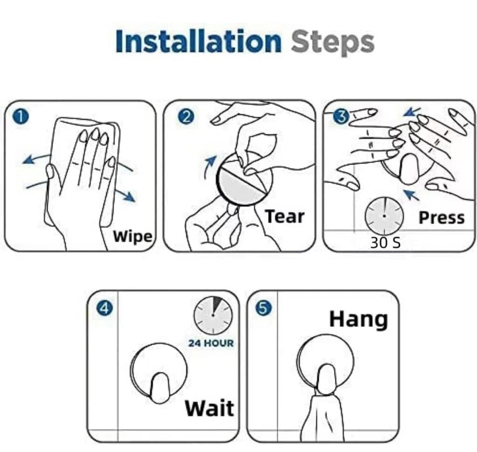 Towel Hooks 5ct Heavy Duty Adhesive Wall Hooks Matte Black - D4 - Thumbnail 4