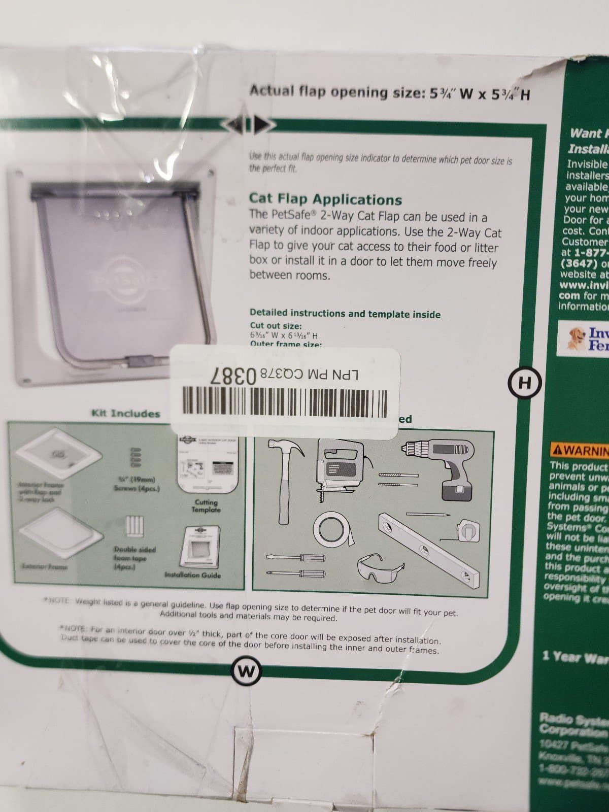 PetSafe 2 Way Interior Cat Door Safety Up To 15 lbs 5 3/4" x 5 3/4" - Thumbnail 4