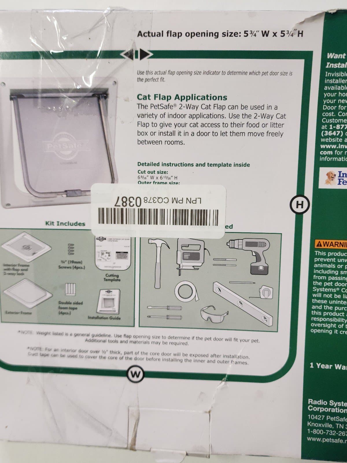 PetSafe 2 Way Interior Cat Door Safety Up To 15 lbs 5 3/4" x 5 3/4" - Thumbnail 3