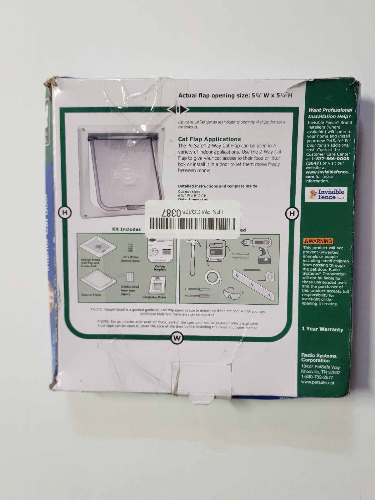 PetSafe 2 Way Interior Cat Door Safety Up To 15 lbs 5 3/4" x 5 3/4" - Thumbnail 2