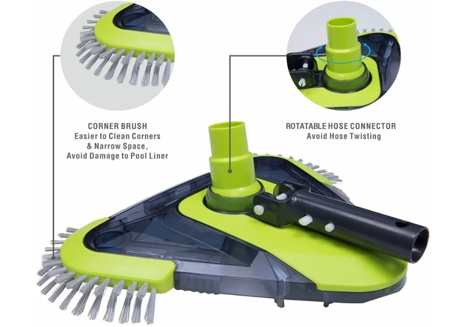 Pool Vacuum Head, Professional Pool Vacuum Head with Weighted Body & Triangle - Thumbnail 3