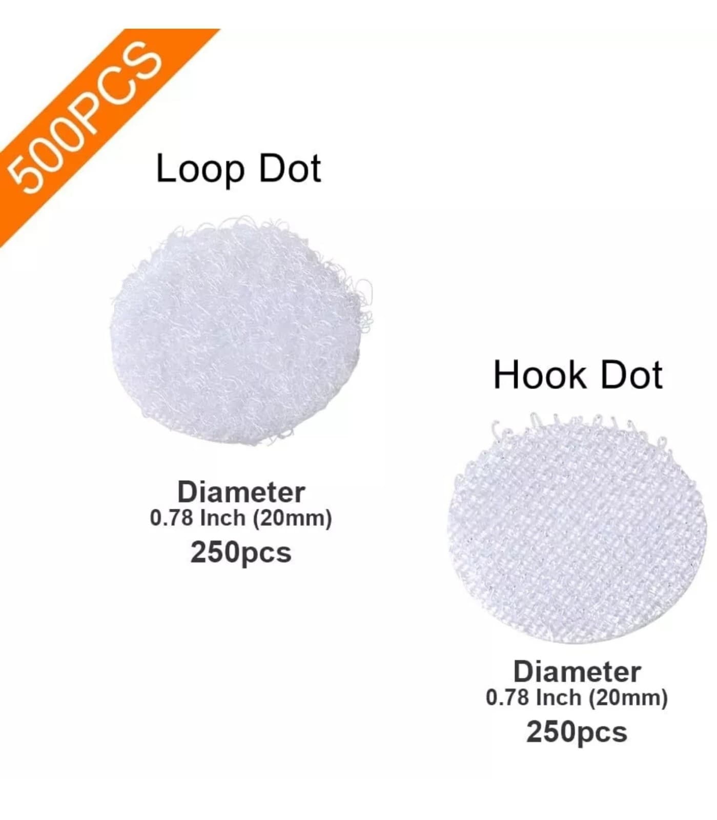 Self Adhesive Hook and Loop Dots, 500Pcs (250 Pair Set) 0.78 Inch - Thumbnail 6