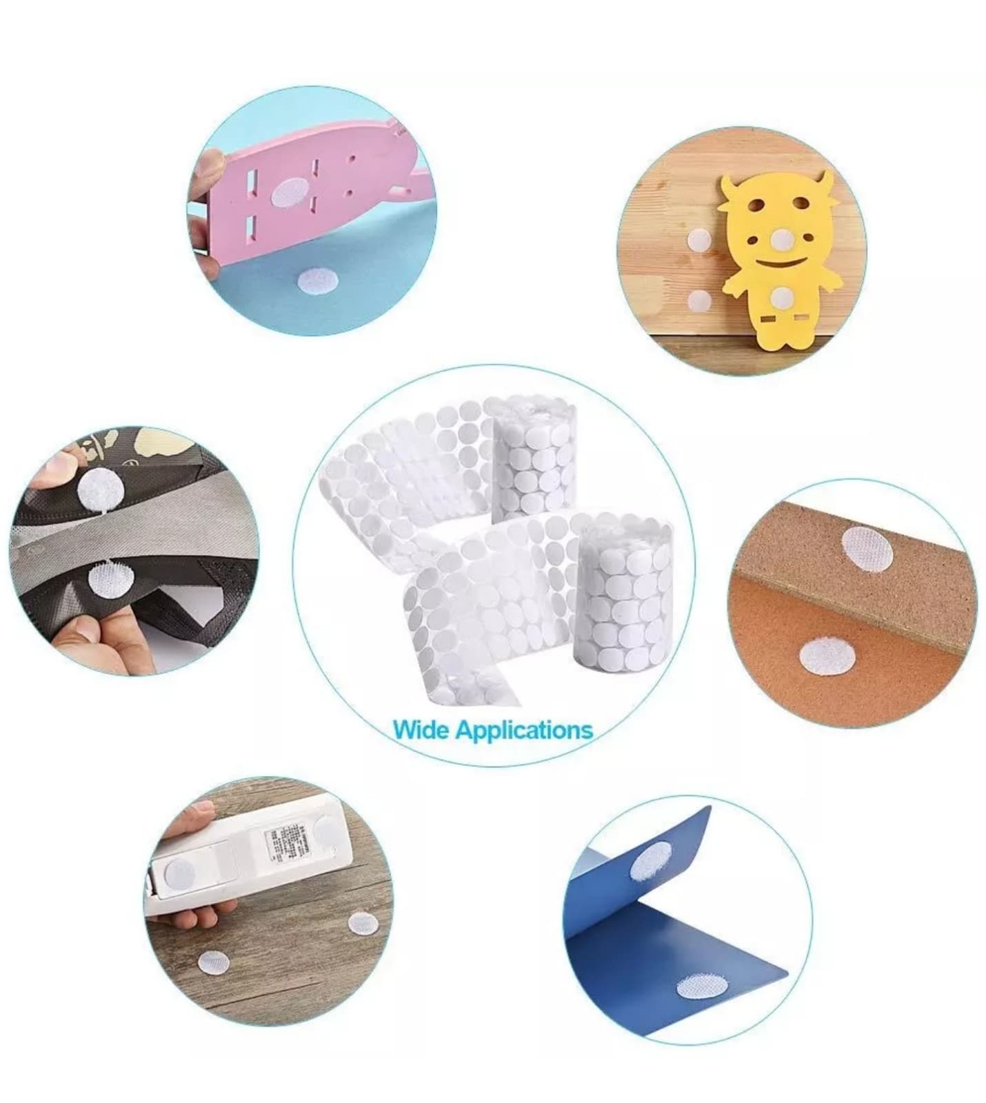 Self Adhesive Hook and Loop Dots, 500Pcs (250 Pair Set) 0.78 Inch - Thumbnail 3