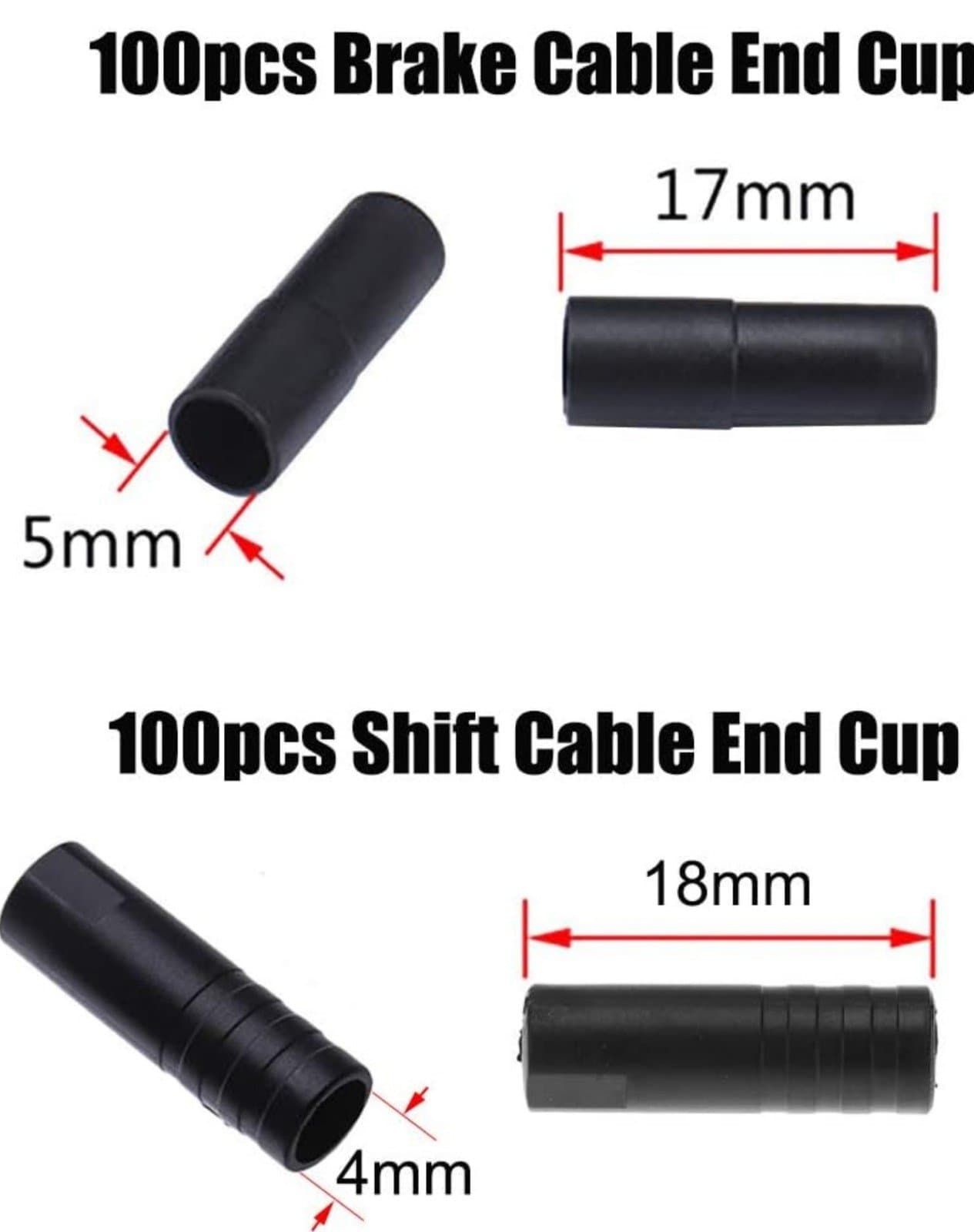 Bike Derailleur Shift & Brake Wire Cable Housing Ferrule End Caps 200pc - Thumbnail 3