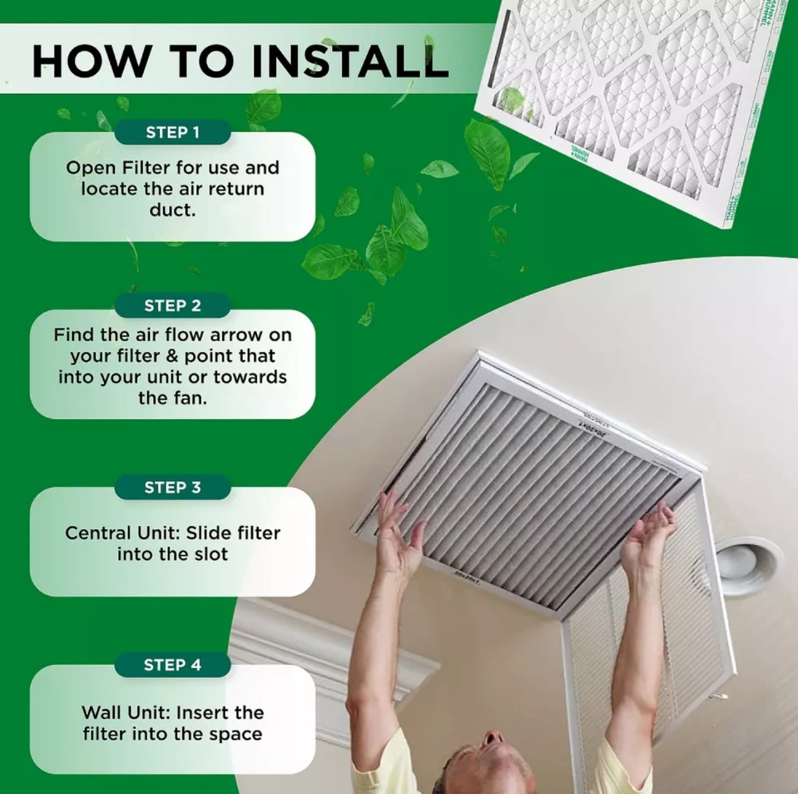 20x20x4 MERV 8 Air Filters for AC & Furnace. 3 Pack (Actual Depth: 3-3/4") - Thumbnail 4