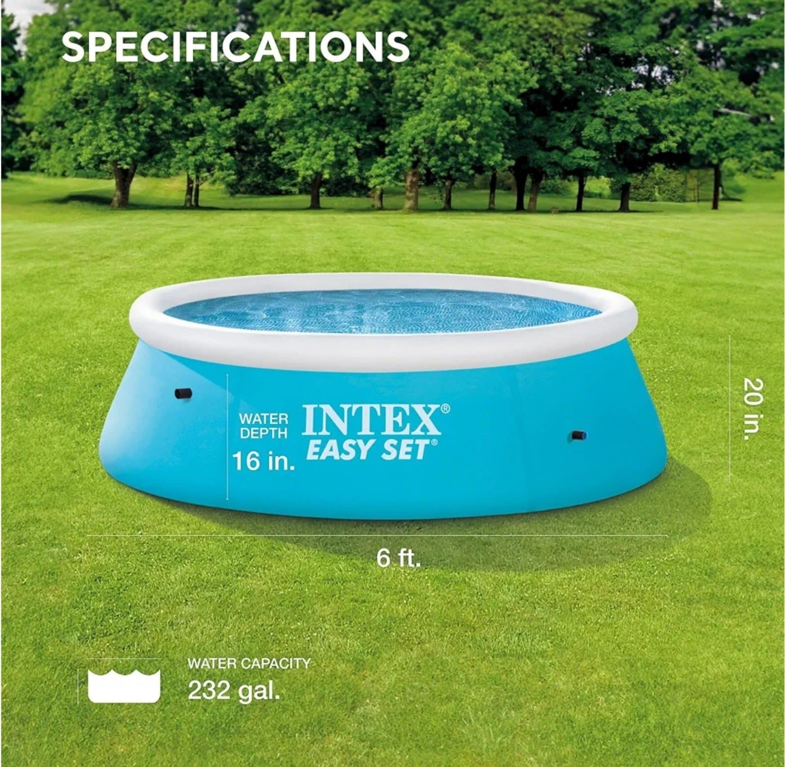 Easy Set Inflatable Swimming Pool: 6ft x 20in - Thumbnail 2