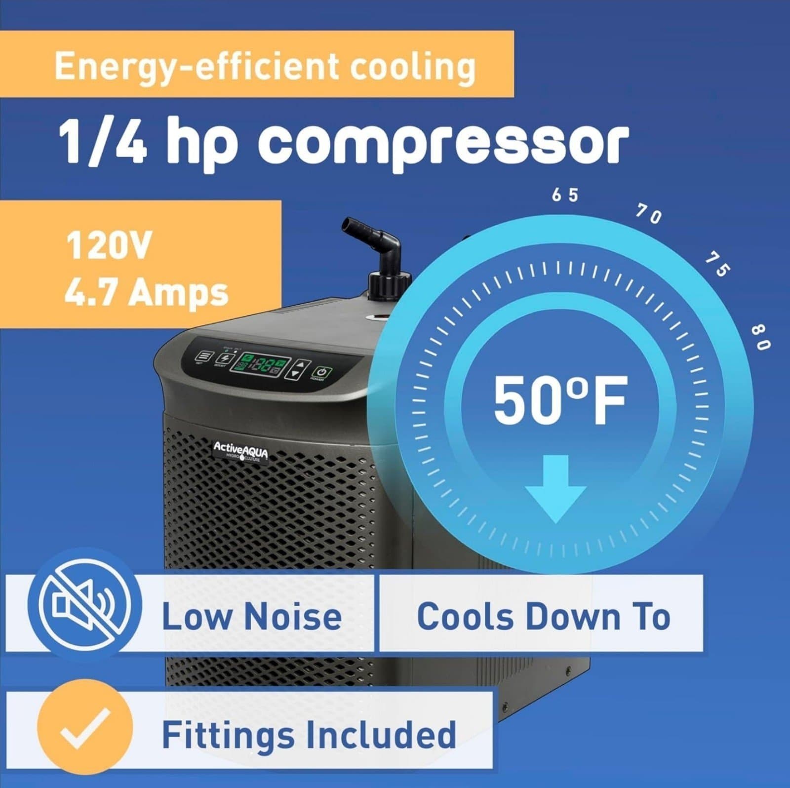 Hydroponic Water Chiller Cooling System, 1/4 HP, Rated BTU per hour: 3,010 D1018 - Thumbnail 5