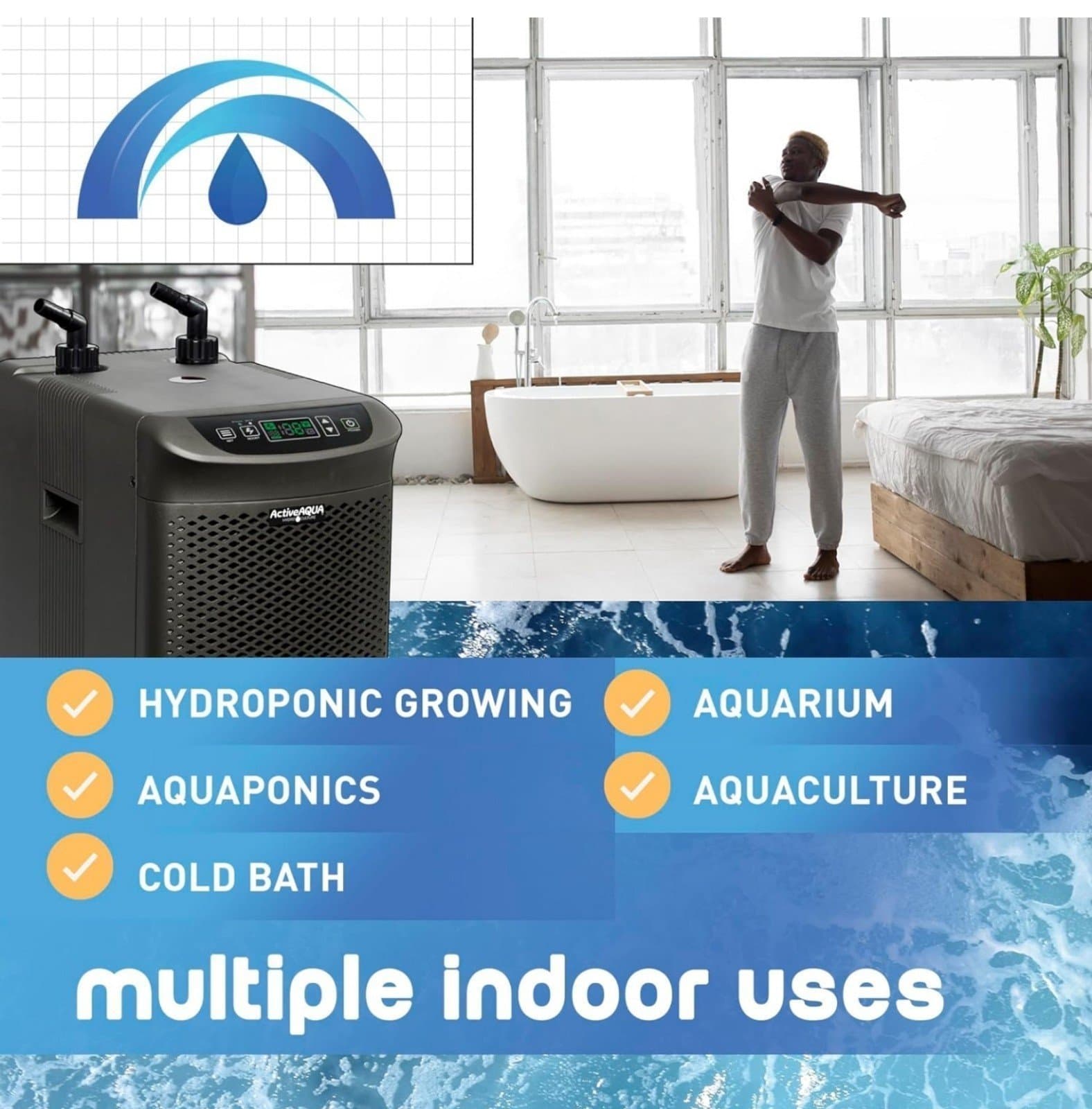 Hydroponic Water Chiller Cooling System, 1/4 HP, Rated BTU per hour: 3,010 D1018 - Thumbnail 3