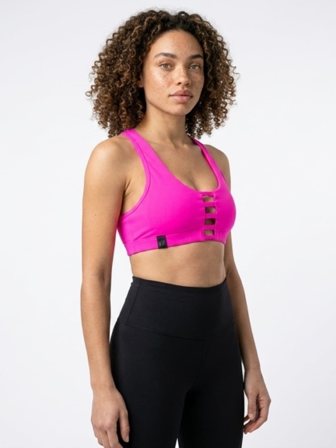 Pink Sports Bra with Button Detail - Activewear - Image 1