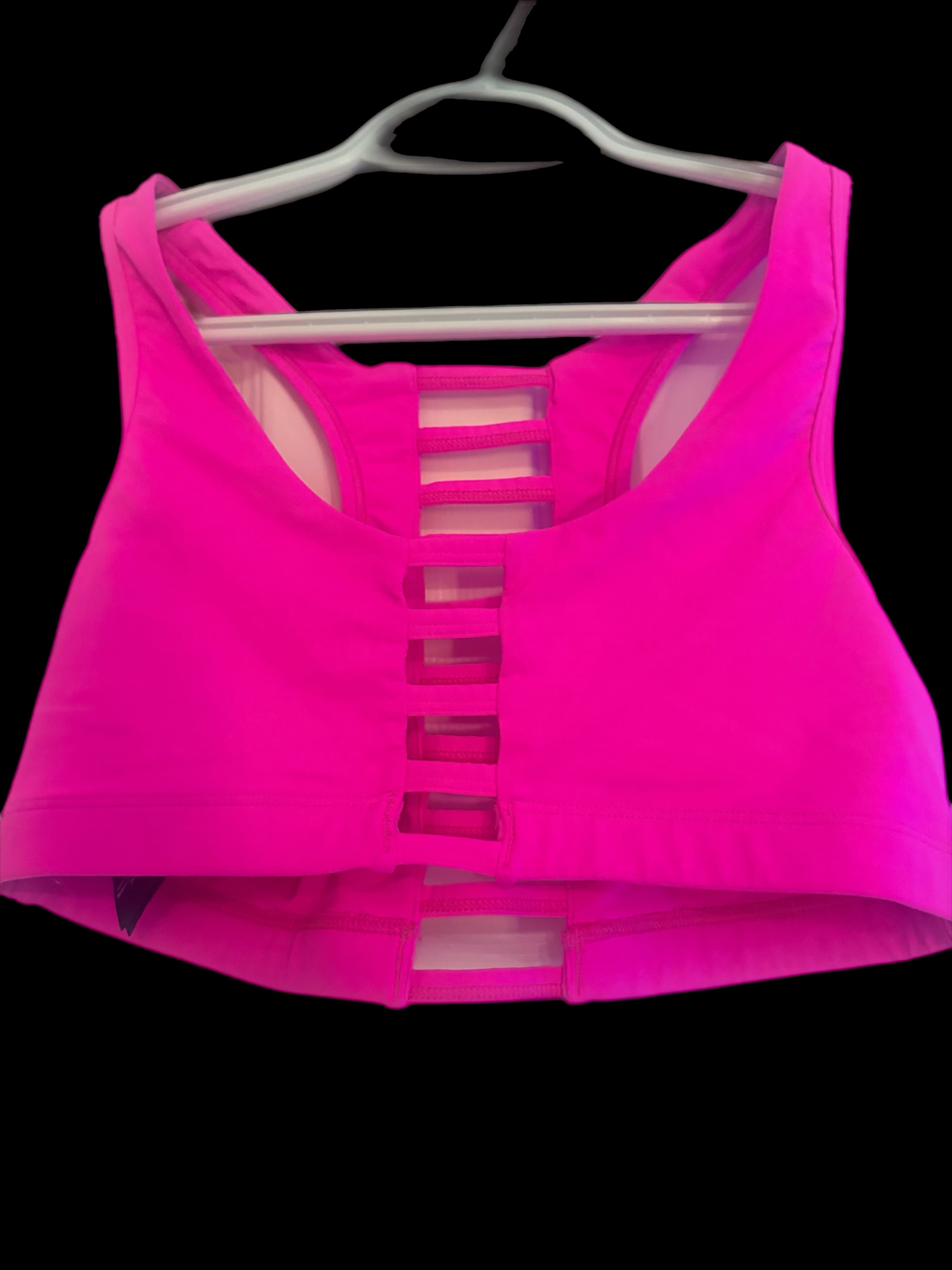 Pink Sports Bra with Button Detail - Activewear - Thumbnail 4