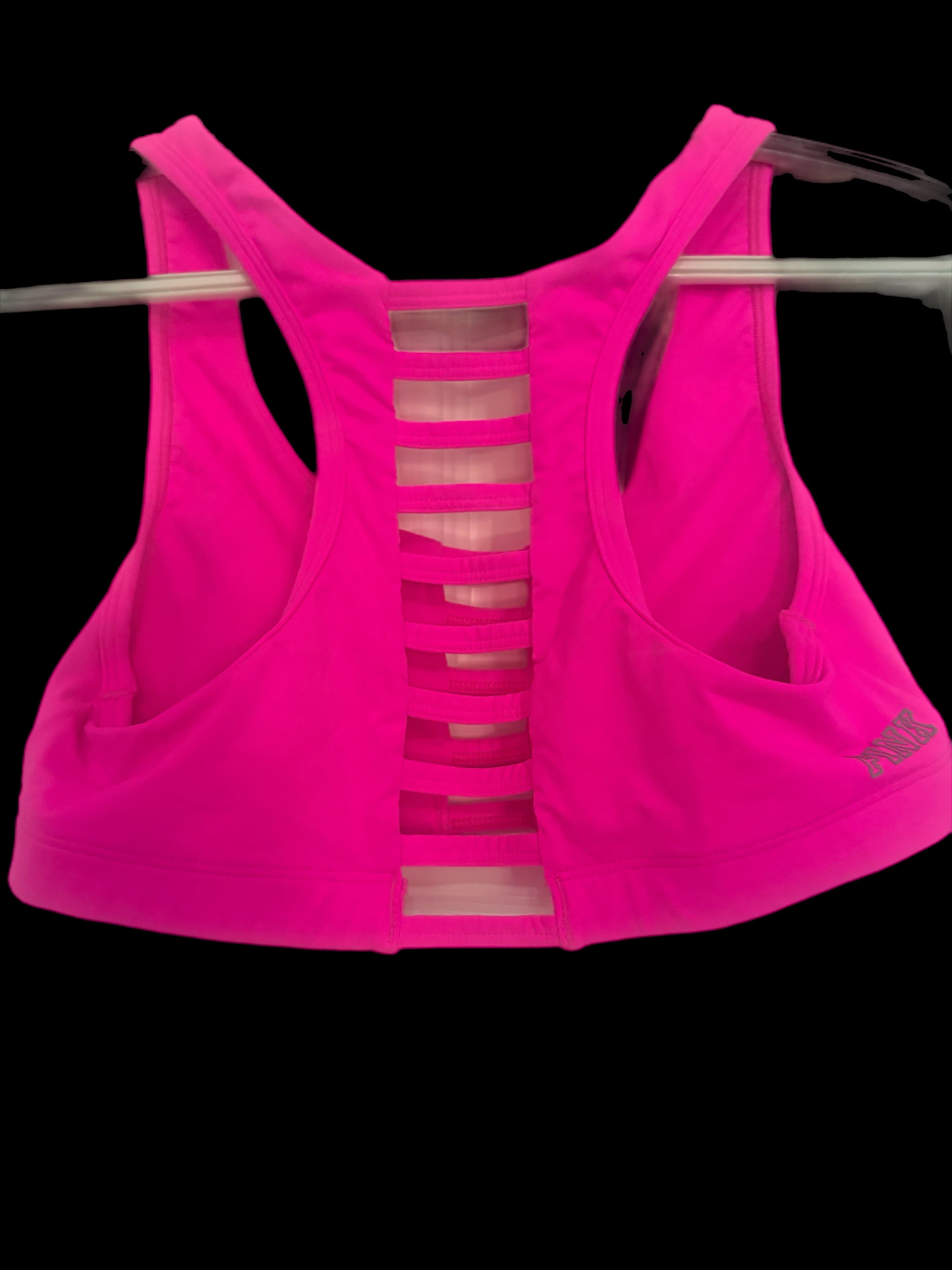 Pink Sports Bra with Button Detail - Activewear - Thumbnail 3