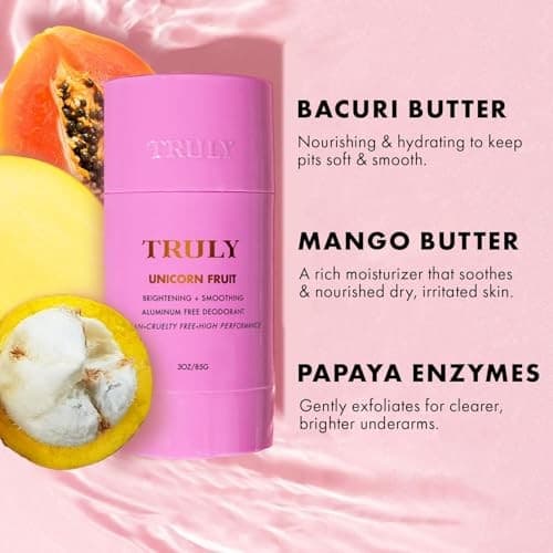 Truly Unicorn Fruit Aluminum Free Deodorant | Cotton Candy Scent | Natural Deodorant for Brighter and Smoother Underarms - 3 Oz - Thumbnail 2