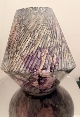 Abstract Ceramic Vase Purple Gray White Pattern 10in Decorative Home Decor - Thumbnail 4