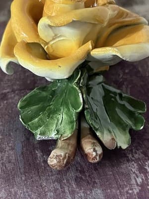 Capodimonte Italian Ceramic Flower On Vine - Deep Yellow - Thumbnail 6